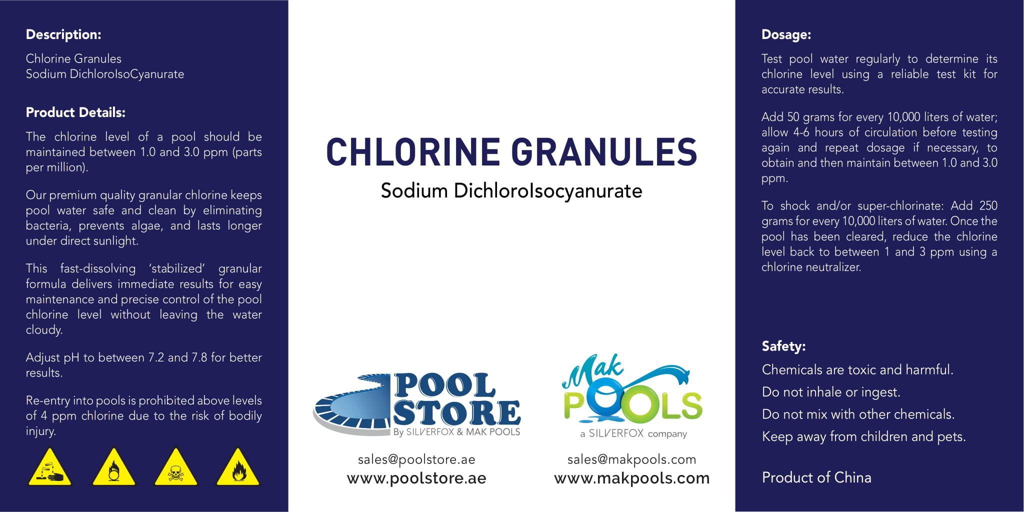 Chlorine Granules 2kgs - SDIC Chlorine Granules 2kgs - SDIC