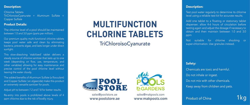 Multifunction Chlorine Tablets | 1 kg Tube | HS Code: 29336900 | Brand: Generic | Origin: China