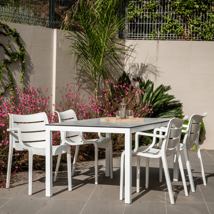 Brunei Table | Aluminium Frame | Silver HPL Table Top | 130x80 cm | BRM-R13/ALT-PL | Balliu