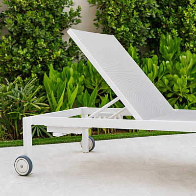 Olimpia Sunlounger | White Texturized | Ash Fabric | Stackable | OLT-SR/BLT-38/00 | Balliu