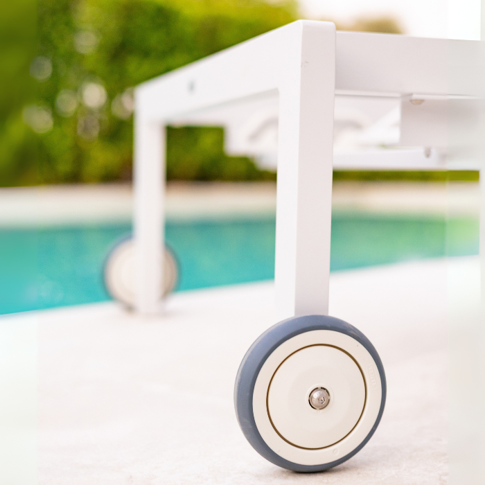 Olimpia Sunlounger | White Texturized | Ash Fabric | Stackable | OLT-SR/BLT-38/00 | Balliu