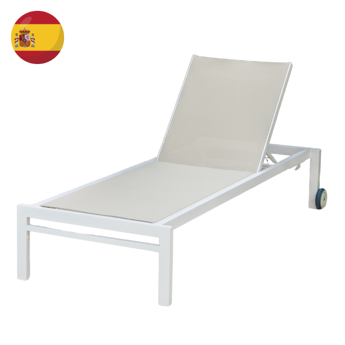 Olimpia Sunlounger | White Texturized | Ash Fabric | Stackable | OLT-SR/BLT-38/00 | Balliu