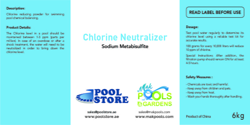 Chlorine Neutralizer | 6 Kg Can | HS Code: 28321000 | Brand: Generic | Origin: China Chlorine Neutralizer | 6 Kg Can | HS Code: 28321000 | Brand: Generic | Origin: China