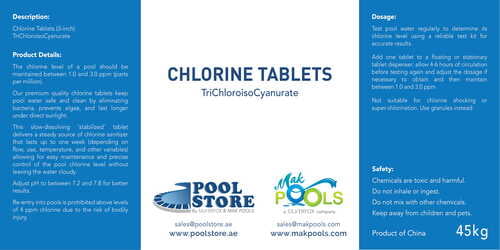 Chlorine Tablets 45kgs - TCCA