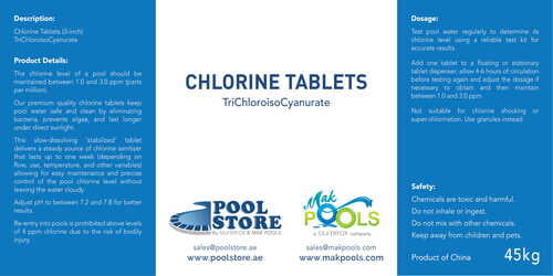 Chlorine Tablets 45kgs - TCCA Chlorine Tablets 45kgs - TCCA
