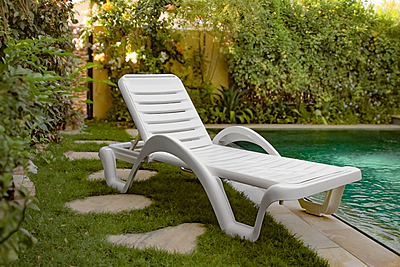 Carmen T Sunlounger | White Frame | White Slats | CAT-T/BL-BL | Balliu