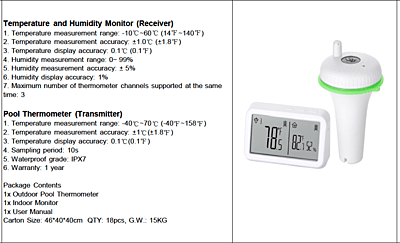 Pool Thermometer Wireless | IBS-P02R | Brand: INKBIRD Pool Thermometer Wireless | IBS-P02R | Brand: INKBIRD